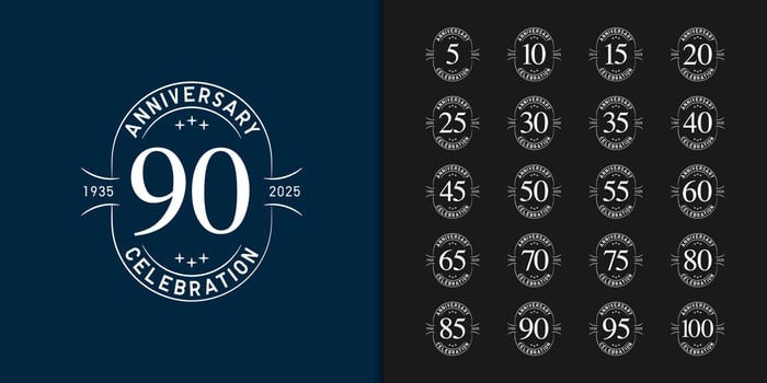 Trendy anniversary logotype set. Anniversary celebration emblem design vector