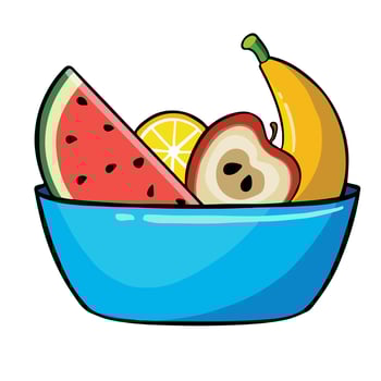 Bowl with fruits isolated illustration vector