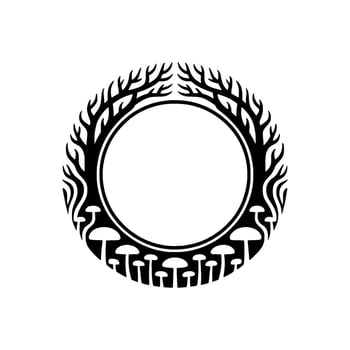 Tribal Circle Frame, Mystical Mushroom Border vector