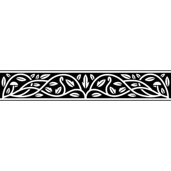 Elegant Black White Botanical Border, Vintage Style vector