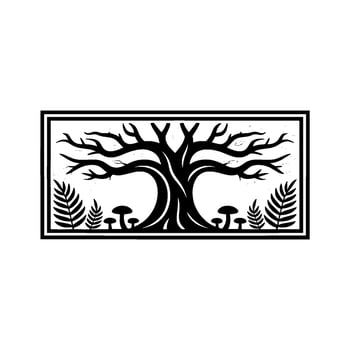Mystical Tree of Life Emblem, Botanical Illustration, Forest vector