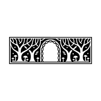Intricate Forest Gateway, Stylized Black White vector