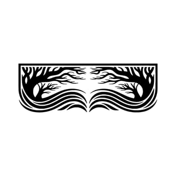 Stylized Tree Border, Minimalist, Organic Elements vector