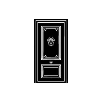 Gothic Lion Doorway, Elegant Black White Illustration vector
