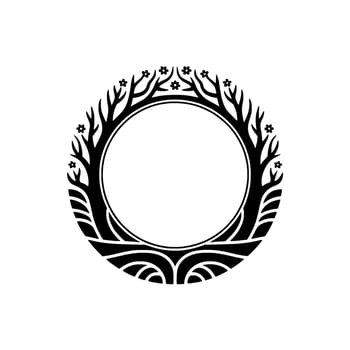 Elegant Floral Branch Ornament, Circular vector