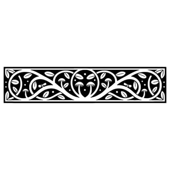 Intricate Mushroom Dragonfly Border, Celtic Inspired vector