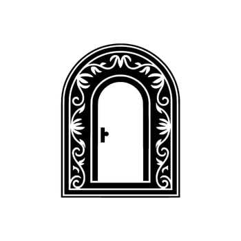 Ornate Archway Door Emblem, Vintage Style vector