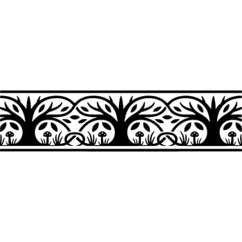 Stylized Bamboo Border with Panda Motifs Minimalist vector