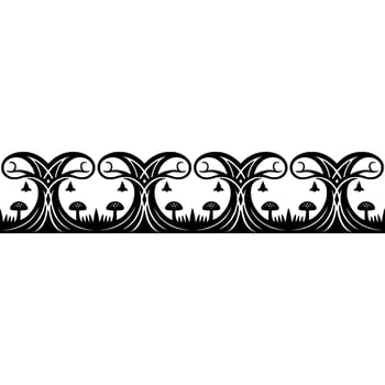 Elegant Botanical Border, Art Nouveau Inspired, Mushroom vector