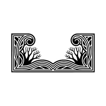 Stylized Winter Landscape Border, Geometric vector