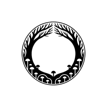 Mystical Forest Emblem, Circular, Organic Elements vector