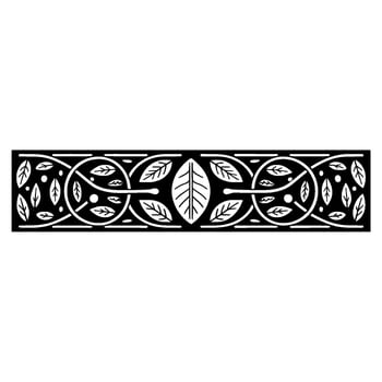 Stylized Silver Black Leaf Border, Vintage vector
