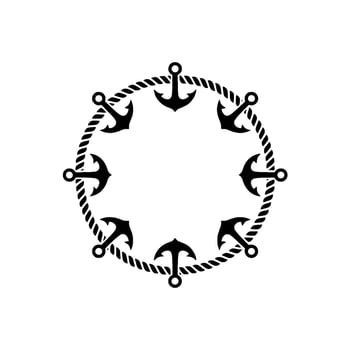 Nautical Anchor Circle, Vintage Maritime Motif vector