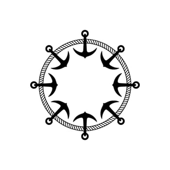 Nautical Circle Anchors Rope Symbol of Stability vector