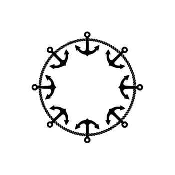 Nautical Circle Anchors Rope Border vector