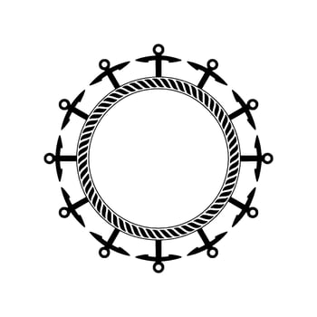 Nautical Anchor Frame, Minimalist, Circular Motif vector