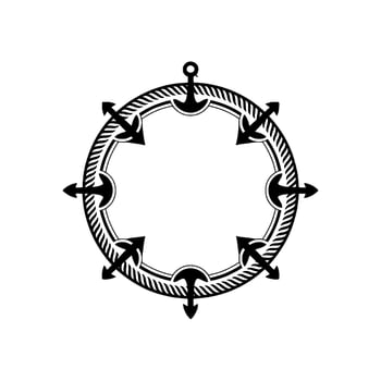 Nautical Anchor Frame Vintage Maritime, Circular vector