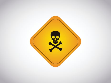 Premium design of a danger warning sign featuring a skull symbol on a transparent background, suitable for hazardous materials, alerts, and safety visuals vector
