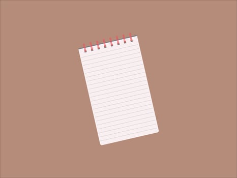Illustration of flat opened lined notebook template with blank pages ready for writing, journaling, sketching, planning, academic or office related usage vector