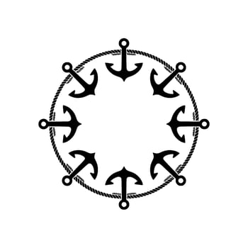 Nautical Anchor Emblem, Circular, Maritime Symbol, Anchors vector