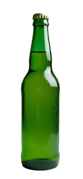 Green glass bottle filled with refreshing beverage, ready for cool drink png