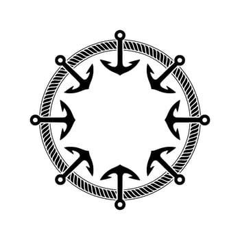 Nautical Anchor Circle, Vintage Maritime - Anchors vector