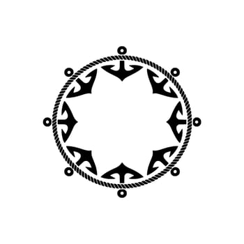 Nautical Emblem Anchor Rope Circular Motif vector