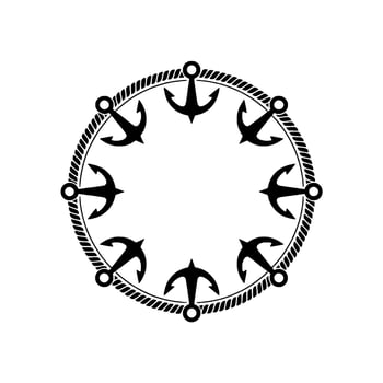 Nautical Anchor Circle, Vintage Maritime Motif - Anchors vector