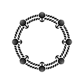 Nautical Circle Anchor Rope Emblem, Vintage Style, Marine vector