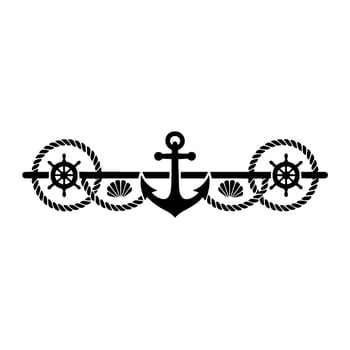 Nautical Emblem Anchor, Wheel, and Shells Vintage Maritime vector
