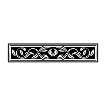 Elegant Black and White Floral Border, Vintage, Foliage vector