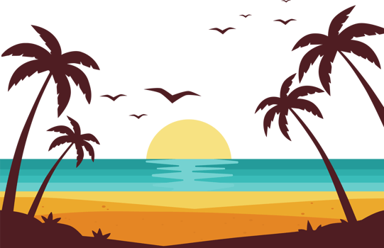 tropical beach with palm trees png