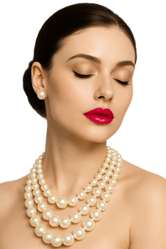 Elegant Woman with Pearl Necklace Beauty Fashion and Jewelry Photography png