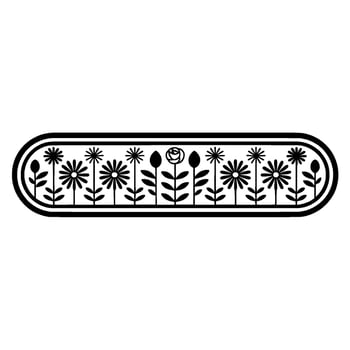 Retro Botanical Border, Mid-Century Floral vector