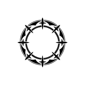 Intricate Tribal Compass, Black White vector