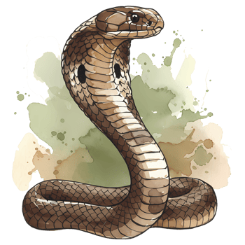 Majestic cobra stands tall with detailed scales on a transparent background and painted effect, showcasing its powerful presence. png