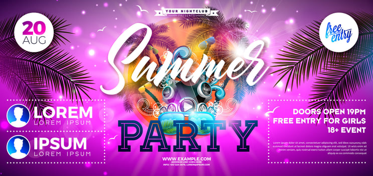 Summer party flyer for a nightclub event vector