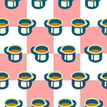 Seamless Mug and Checkered Pattern vector