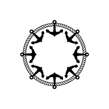 Nautical Anchor Frame, Vintage Maritime, Blackwork vector
