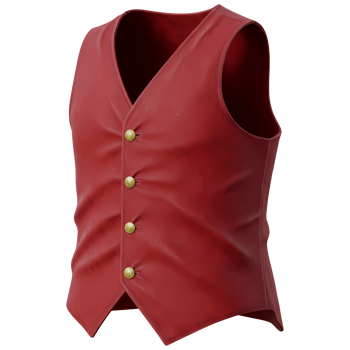 A red waistcoat with golden buttons presents a stylish and elegant vest perfect for formal wear or fashion design projects, isolated on black, transparent background png