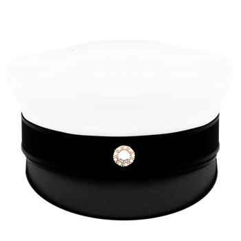 Render white black military parade cap with transparent background png