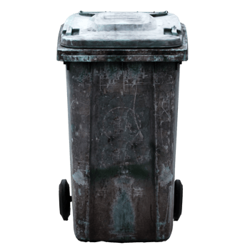 Render old dirty trash bin with transparent background png