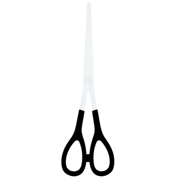 Render scissors with black plastic handles with transparent background png