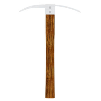 Render metal pickaxe wooden handle mining tool with transparent background png
