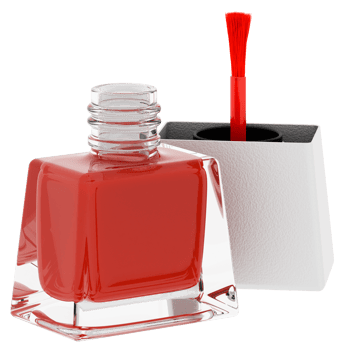 3d render red nail polish bottle brush with transparent background png