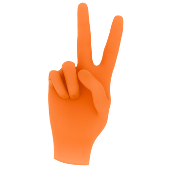 3d render orange hand peace sign with transparent background png