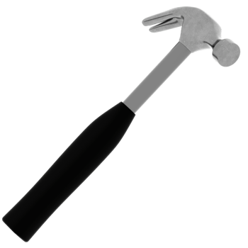 Render metal claw hammer carpentry tool with transparent background png