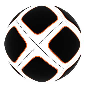 3d render soccer ball black white orange with transparent background png