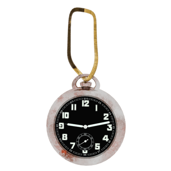3d render pocket watch vintage metal chain timepiece with transparent background png