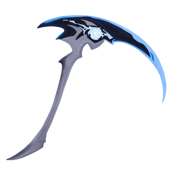 Render fantasy scythe glowing blade dark with transparent background png